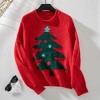 Coolmee Women's Christmas Sweatshirt Round Neck Ugly Christmas Tree Partern Sweater Long Sleeve Top for Holiday - 3 of 4