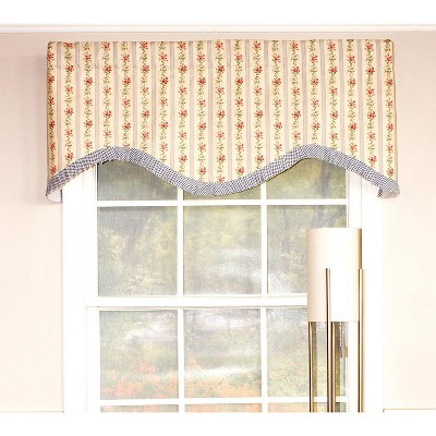 Mountain Floral Beige Cotton Scalloped Window Valance