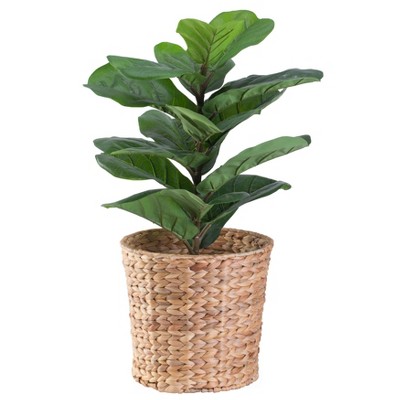 Vintiquewise Natural Water Hyacinth Round Waste Basket - For Bathrooms, Bedrooms, or Offices