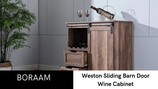 Weston Sliding Barn Door Wine Cabinet Natural - Boraam, 2 of 17, play video