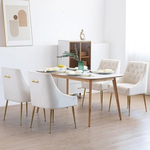 DYHOME Modern Dining Chairs Set of 4, Mid Century Dining Chairs with 5.12” Cushions, Velvet Upholstered Dining Chairs with Back Pull Rod - 1 of 4