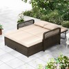 Tangkula Patio Rattan Daybed Wicker Loveseat Sofa w/ Multifunctional Ottoman - 3 of 4