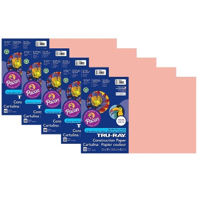 Pacon Tru-Ray Construction Paper Salmon 12" x 18" 50 Sheets Per Pack 5 Packs (PAC103042-5)