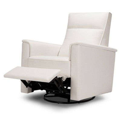 Cream Eco-Weave Swivel Recliner with Wood Frame