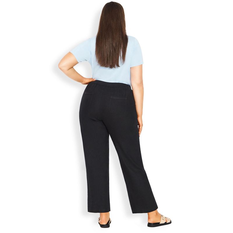 Women's Plus Size Linen Viscose Trouser - black | AVENUE, 2 of 5