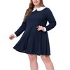 Agnes Orinda Women's Plus Size Long Sleeve Peter Pan Collar Elegant Formal Midi Flare A Line Dresses - 2 of 4