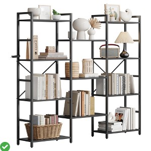 Industrial 4-Tier Bookcase with Open Shelves, Wide Metal Frame Storage and Display Unit for Living Room or Home Office - 1 of 4