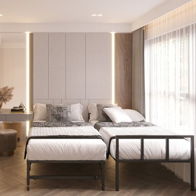 White Twin Metal Daybed with Pop-Up Trundle and Drawer