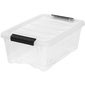 IRIS USA 12.95qt Clear View Plastic Storage Bin with Lid and Secure Latching Buckles - 1 of 4