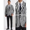 INSPIRE CHIC Men's Slim Fit Single Breasted Color Block Stripes Blazers - 4 of 4
