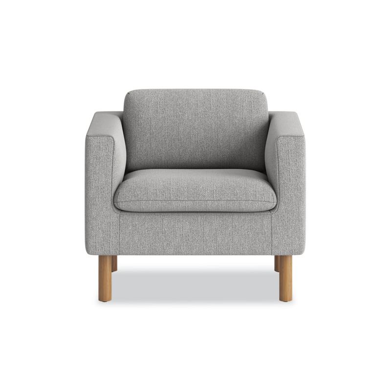 HON Parkwyn Series Club Chair, 33" x 26.75" x 29", Gray Seat, Gray Back, Oak Base, 2 of 5