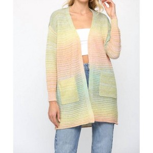 Women's OMBRE YARN KNITTED OPEN CARDIGAN - Fate - 1 of 3