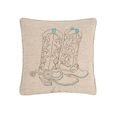C&F Home 18" x 18" Cowboy Boots Embroidered Throw Pillow