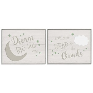 Stupell Industries Nursery Dreams Quotes 2pc Framed Giclee Art Set, Gray, 14" x 11" - 1 of 4