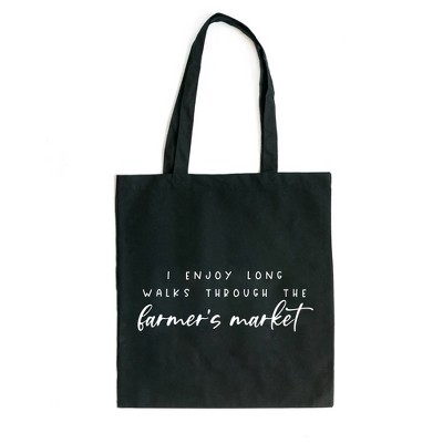 City Creek Prints I Enjoy Long Walks Canvas Tote Bag - 15x16 - Black