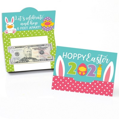 Big Dot of Happiness Quarantine Easter - 2021 Egg and Bunny Party Money and Gift Card Holders - Set of 8