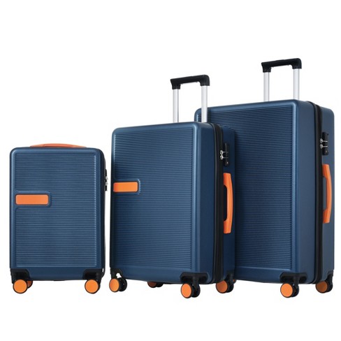 3 Pcs Contrast Color Expandable Abs Hard Shell Luggage Set With Spinner Wheels And Tsa Lock Navy Blue 4m Modernluxe Target