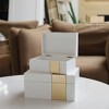 Cheung's White Wooden Decorative Box with Golden Band Accent (Set of 2) - 2 of 3