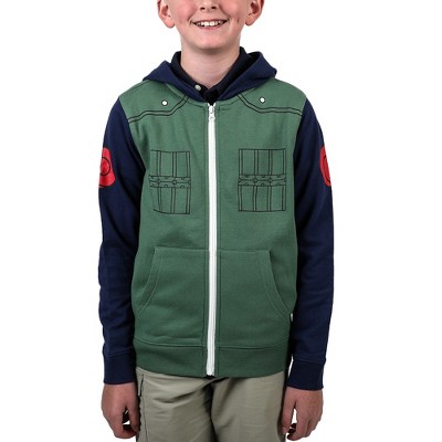 Bioworld Naruto Anime Classic Kakashi Jonin Boys Cosplay Zip Up Hoodie For Kids