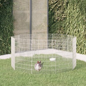 Animal Enclosure Silver Galvanized Iron 8 Panels Adjustable - 1 of 4