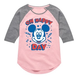 Girls' - Disney - Mickey & Friends Shirt Tail Raglan Graphic T-shirt - 1 of 4