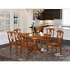 7-Piece Oval Saddle Brown Finish Solid Wood Top Dining Table with 6-Chairs with - 2 of 4