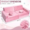 Acekool 22PCS Modular Kids Play Couch, Convertible Floor Sofa, Creative Foam Couch for Playroom, Bedroom, Boys & Girls,Pink - 3 of 4