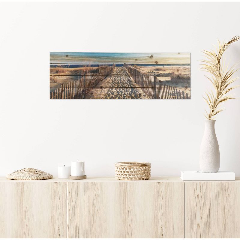 12&#34; x 36&#34; Walk to the Beach Print on Planked Wood Wall Sign Panel - Gallery 57, 3 of 7