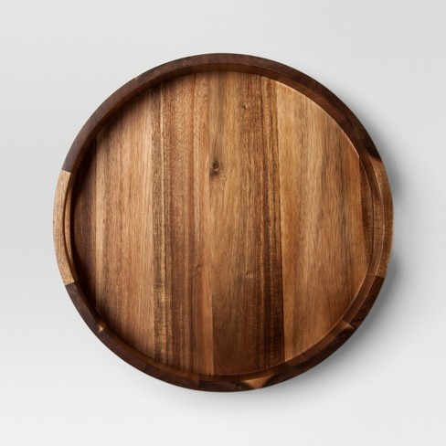 wood serving tray round