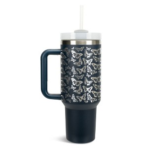 Elanze Designs Small Monarch Butterfly Garden 40 oz. Stainless Steel, Large Water Bottle Coffee Mug, Spill & Leak Resistant, Thermal Travel Tumbler - 1 of 1