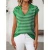 Women's V-Neck Sleeveless Knit Top Striped Collared Sweater for Casual Style - 4 of 4