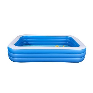 MOVSSOU Inflatable Swimming Pool Kids Adults Blow up Pool Family Backyard 120" x 72" x 22" Blue - 1 of 4
