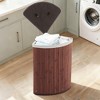 58L Bamboo Laundry Hamper with Removable 3-Section Liner, Foldable Storage Basket with Lid & Handles for Bedroom, Laundry Room, and Small Spaces - 2 of 4