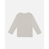 Deux par Deux Boy Organic Cotton Jersey Pocket T-Shirt Heather Beige Gray - 3 of 4