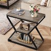 3-Tier End Side Table, Small Industrial Side Table with Storage Shelves for Living Room, Wood Accent Bedside Nightstand with Metal Frame - 4 of 4