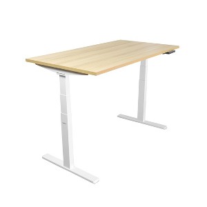 Mount-It! Dual Motor Electric Standing Desk with 55" Tabletop, Maple & White - 1 of 4