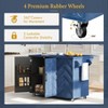 KWPZQEB Kitchen Island, Rolling Kitchen Island Table on Wheels with Drop Leaf, Storage Cabinet, Towel Rack & Adjustable Shelf, Wooden Cabinet, Navy - 4 of 4