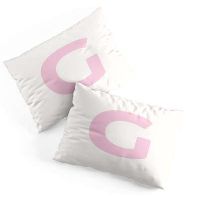 Deny Designs Standard April Lane Art Block Pink Monogram G Microfiber Printed Pillow Sham