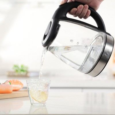 1.8L Glass and Stainless Steel Electric Tea Kettle with LED Light