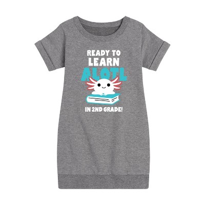 - Instant Message - Learn Alotl In 2nd Grade Graphic Short Sleeve Fleece Dress