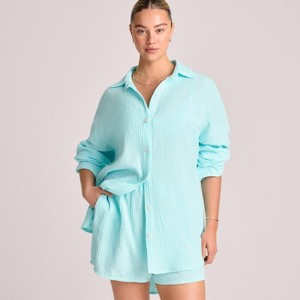 Vitamin A Women's Long Sleeve Gauze Cover Up Shirt - 1 of 4