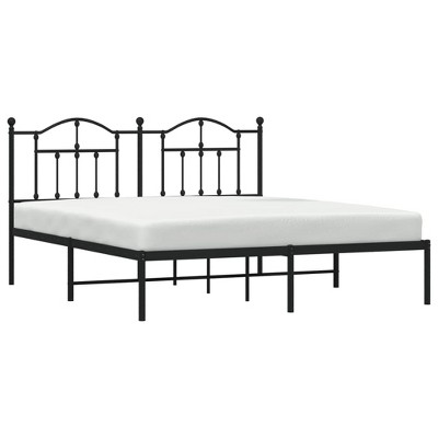 vidaXL Metal Bed Frame, Bed Base with Headboard, Bedstead for Bedroom Living Room