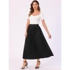 INSPIRE CHIC Women's High Waist Side Zipper Casual Party Flowy Pleated Maxi Skirt - 3 of 4
