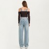 Anna-Kaci Women's Maternity Full Panel Wide Leg Jeans with Stretch Waistband and Straight Silhouette Classic Seam Details - 3 of 4