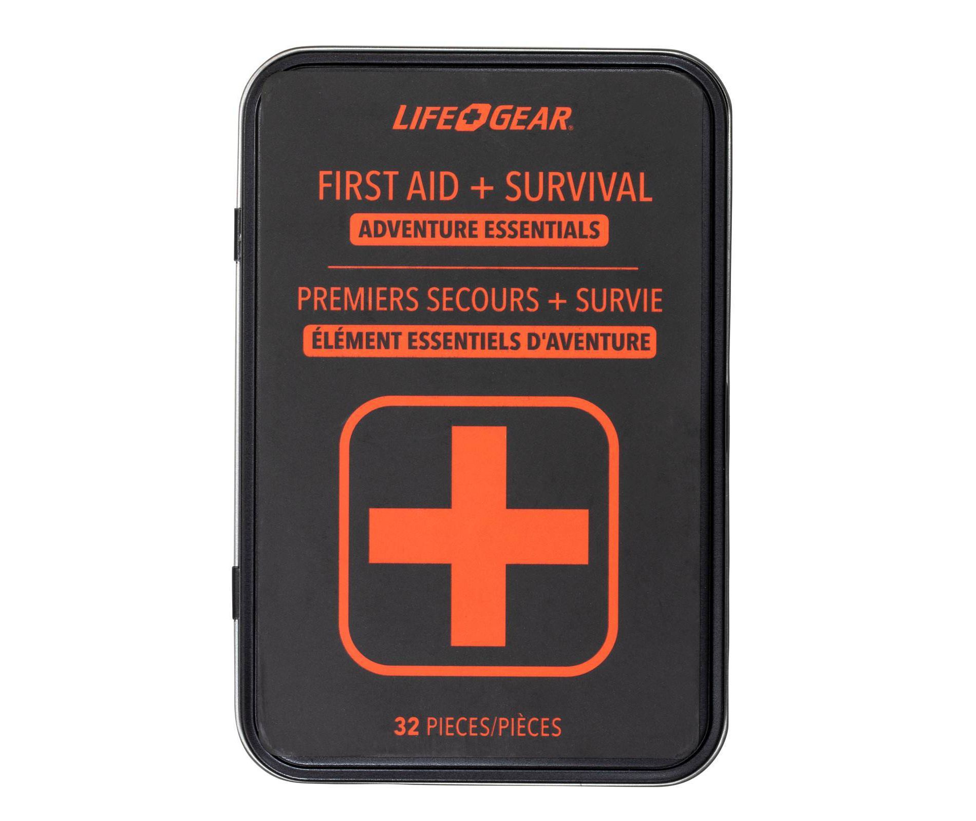 Life+Gear 32pc First Aid Survival Kit in Tin Case: Camping & Emergency Preparedness, Car Emergency Essentials