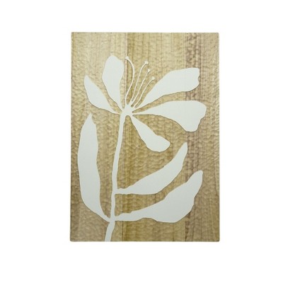 VIP Wood 36.02 in. Brown Engraved Floral Wall Art