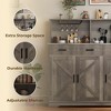 Homhougo Farmhouse Sideboard Buffet Cabinet with Microwave Stand, Barn Doors Buffet Storage Cabinet with Drawers and Shelves Gray - 4 of 4