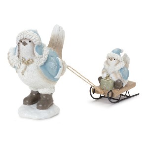 Melrose Winter Bird with Sled Figurine (Set of 2) - 1 of 2