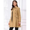 Allegra K Women's Winter Double Breasted Vintage Velvet Contrast Collar Overcoat - 3 of 4