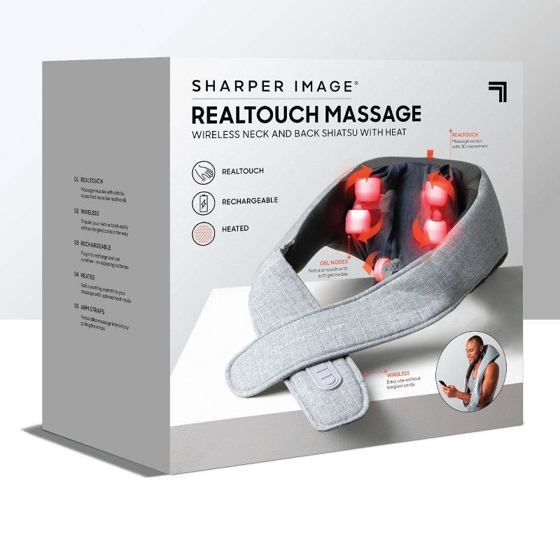 Sharper Image Realtouch Shiatsu Wireless Neck and Back Massager with Heat - Gray, 6 of 8